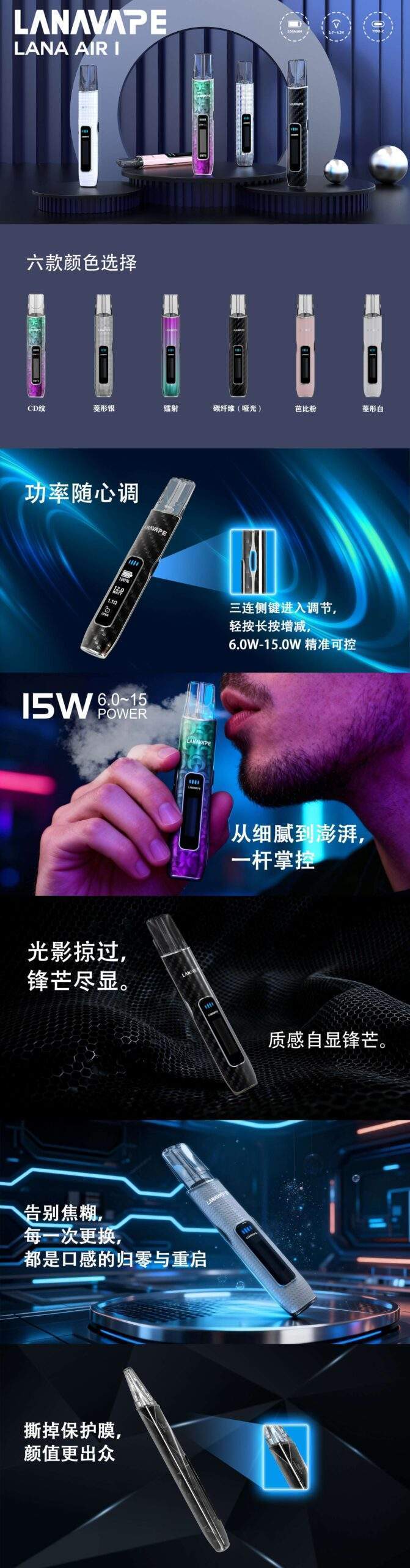 LANA AIR 鐳射款主機：支援 RELX 一代煙彈可調功率設備